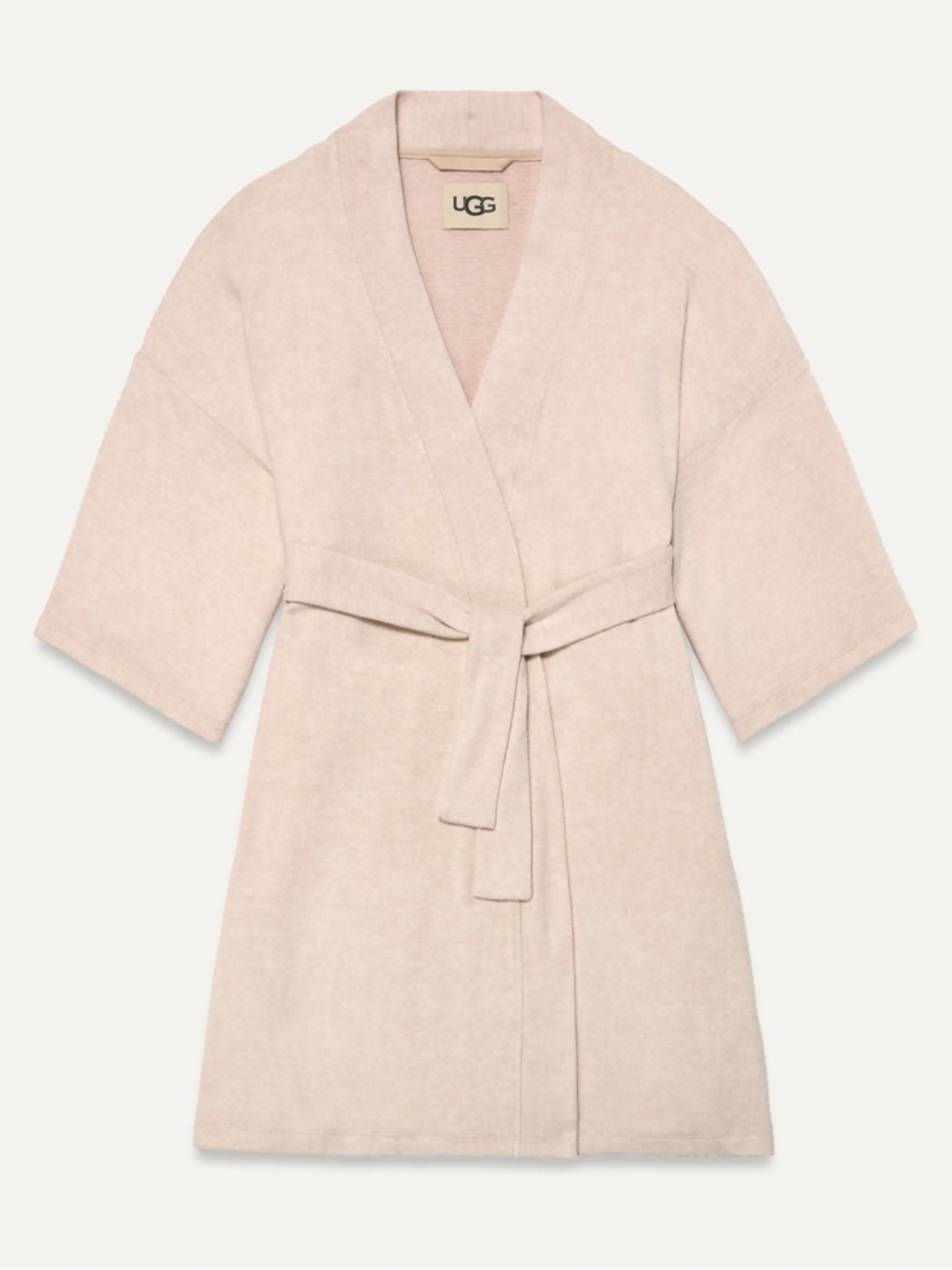 UGG Women's S Monrose 3/4-Sleeve Peached-Knit Wrap Robe Kimono Tie Sleepwear